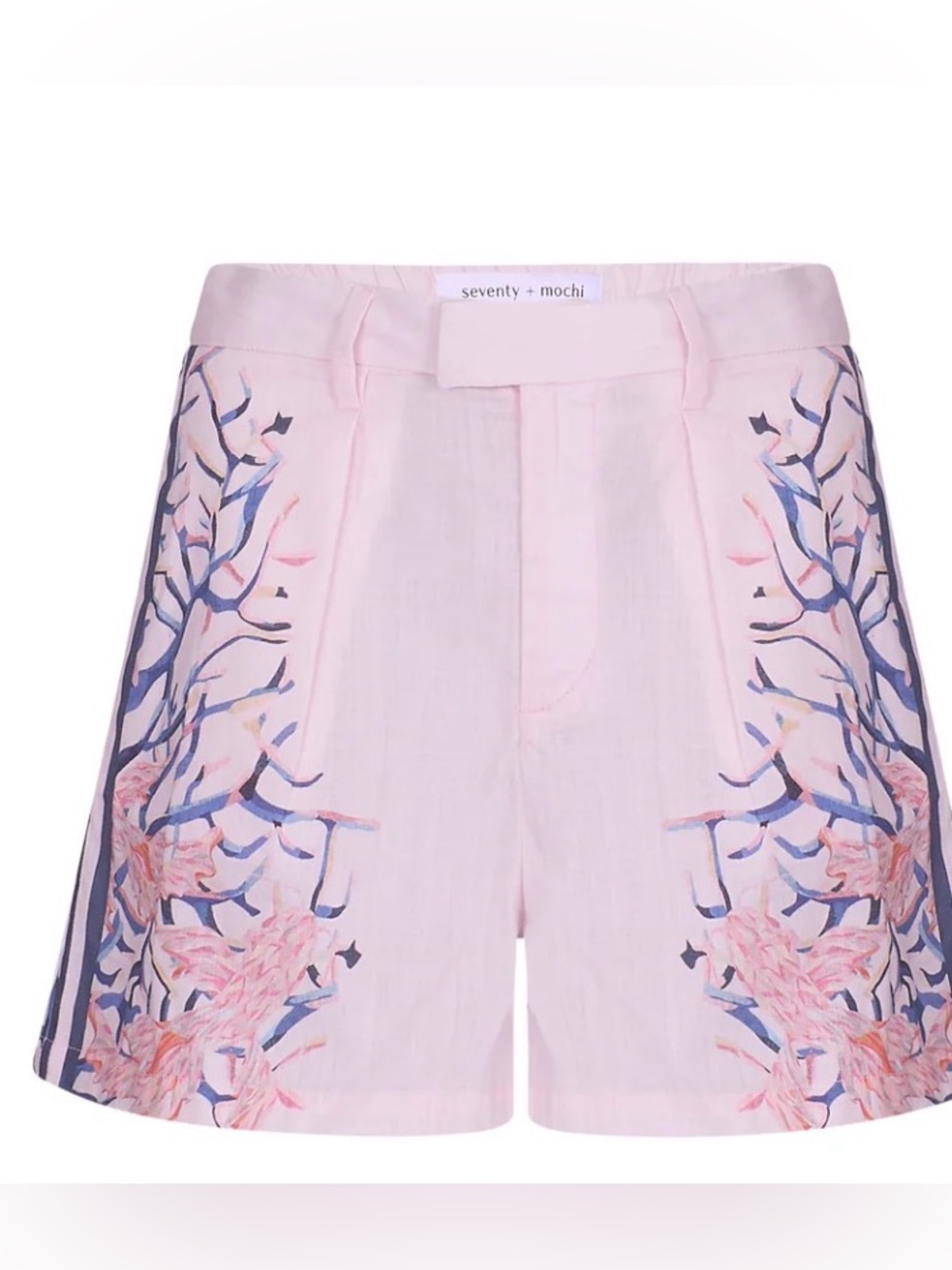 seventy + mochi Selene Shorts in Indigo Coral - pink  embroidery Size S NWT